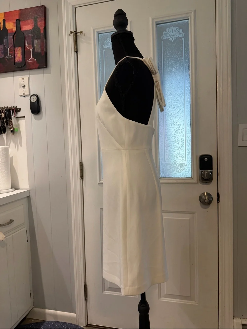 Club Monaco White Square Neck Bow Back Sheath Dress Size 2